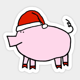 Cute Pig Wearing a Christmas Santa Hat Sticker